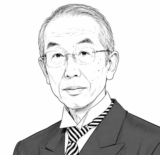 庭野日鑛会長の肖像画（線画）